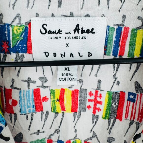 Sant + Abel Pajama Top Donald Robertson People Print Cotton Poplin Top XL - Picture 3 of 7